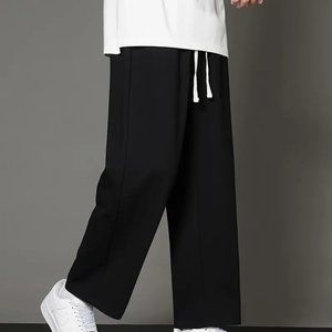 Men's Stylish Loose Solid Fleece Pants With Pockets